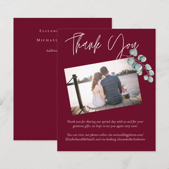 Low Budget BURGUNDY White EUCALYPTUS Wedding (Vorne/Hinten)