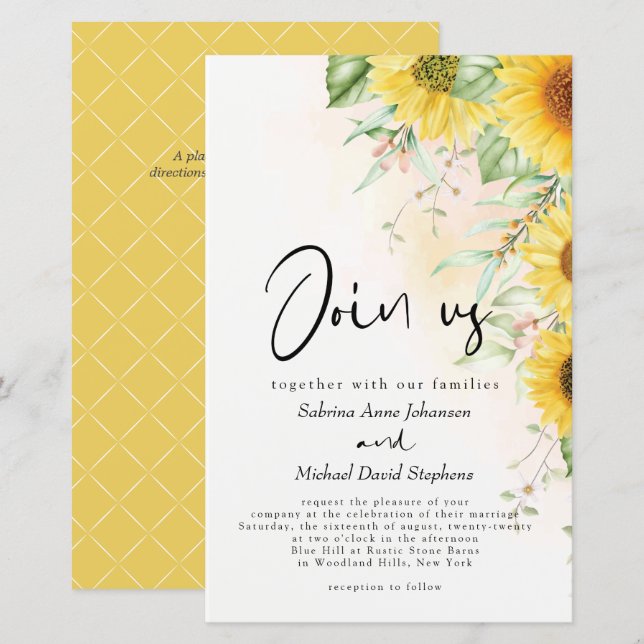 Low Budget Hochzeit Rustikale Vintag Gelbe Sonnenb (Vorne/Hinten)