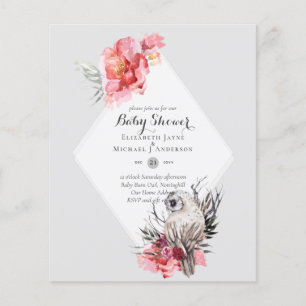 LOW BUDGET Schleiereulen-Baby-Party-Einladung Flyer