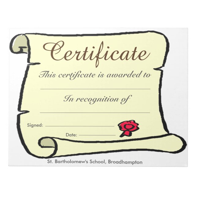 Low Cost School Certificate Scroll Sheets Notizblock (Vorderseite)