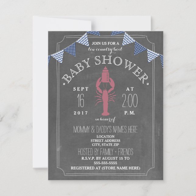 Low Country Boil Co Ed Baby Dusche Einladung (Vorderseite)