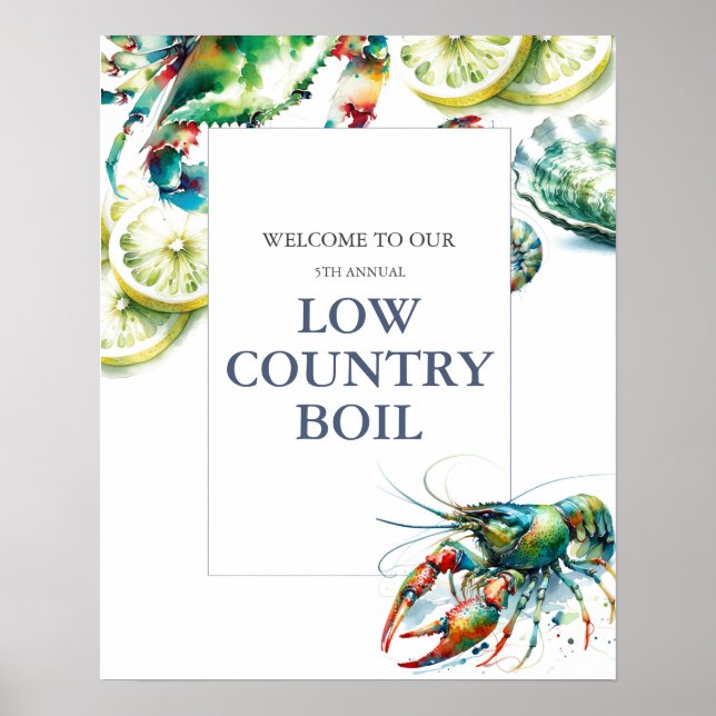 Low Country Boil farbenfrohe Begrüßungszeichen Poster (Vorne)