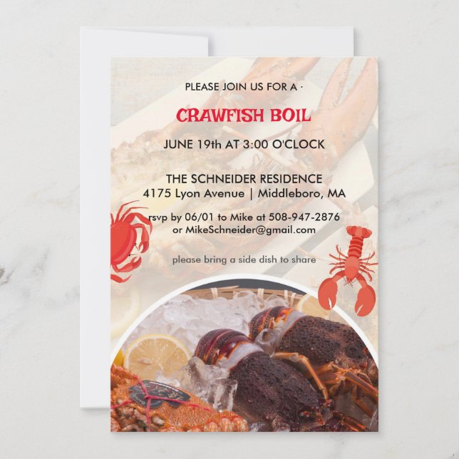 Low Country Boil Kochabend Party Einladung (Vorderseite)