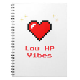 Low HP Vibes - Pixel Heart Gamer Notebook Notizblock