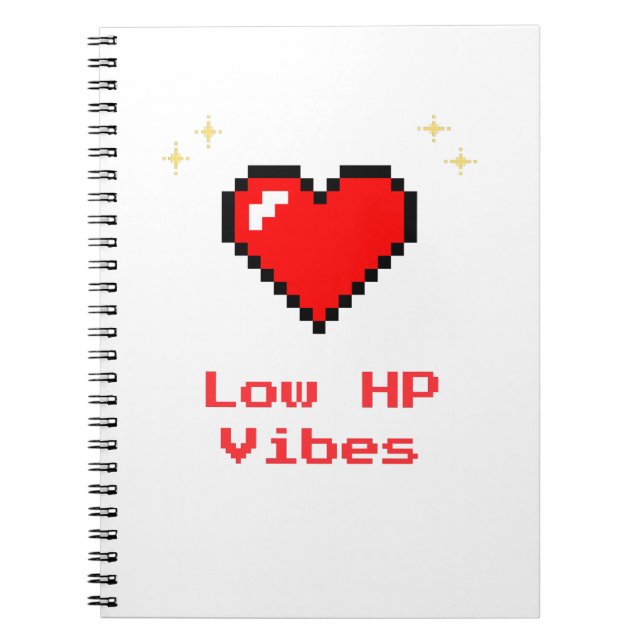 Low HP Vibes - Pixel Heart Gamer Notebook Notizblock (Vorderseite)