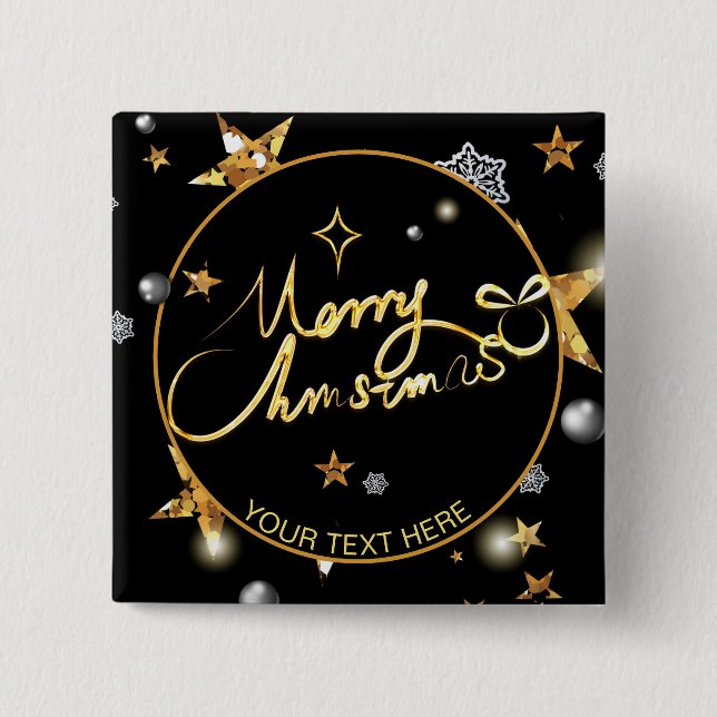 Low-Key Luxury Gold Black Stars Metallic Custom Button (Vorderseite)