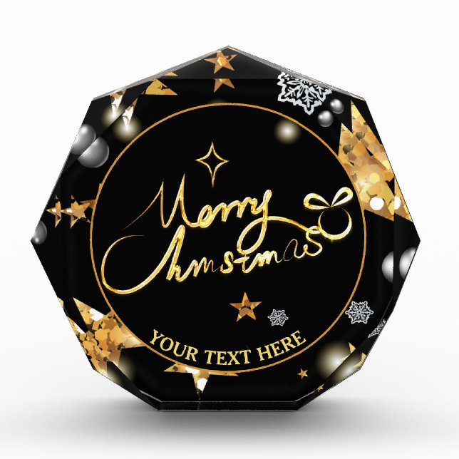 Low-Key Luxury Gold Black Stars Metallic Custom Fotoblock (Vorderseite)