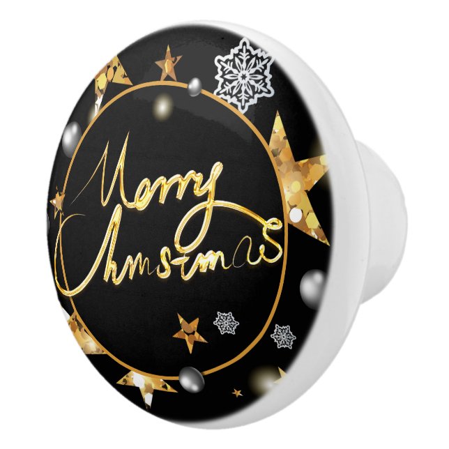 Low-key Luxus Gold Black Metallic Stars Xmas Keramikknauf (Rechts)