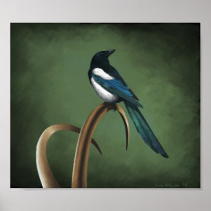 Low-Key Magpie Print Poster