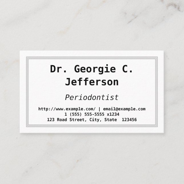Low-Key- und Schlichte Periodontist-Visitenkarte Visitenkarte (Vorderseite)