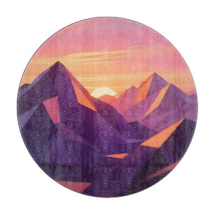 Low Poly Bergsonnenuntergang Geometrisch Schneidebrett