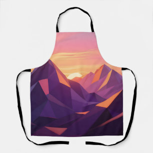 Low Poly Bergsonnenuntergang Geometrisch Schürze