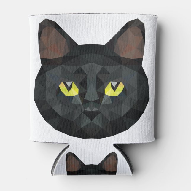 Low Poly Black Cat | Low Poly Art Dosenkühler (Vorderseite)