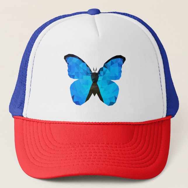 Low Poly Blue Butterfly Truckerkappe (Vorderseite)