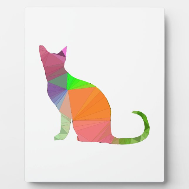 Low Poly Cat Silhouette Fotoplatte (Vorderseite)