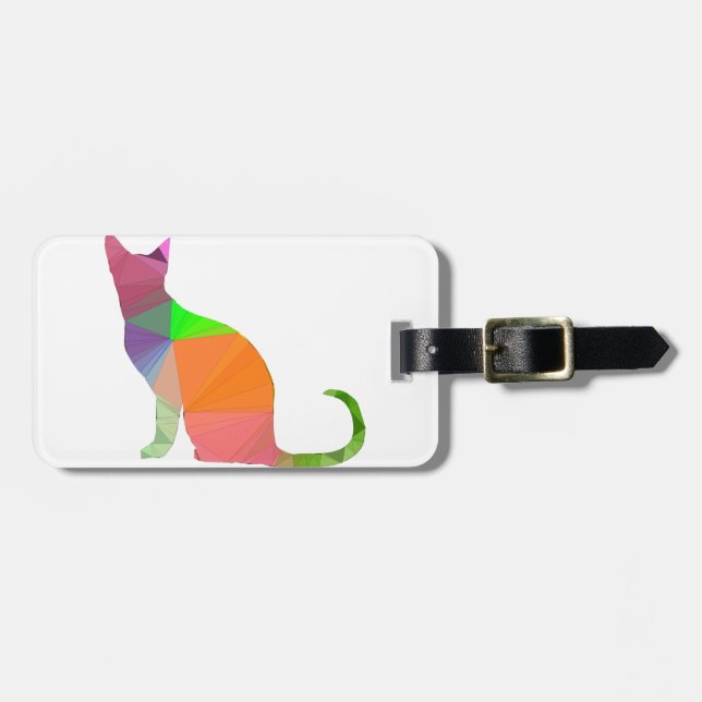 Low Poly Cat Silhouette Gepäckanhänger (Vorderseite horizontal)