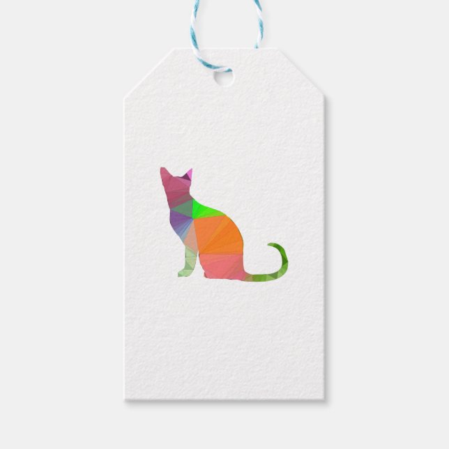 Low Poly Cat Silhouette Geschenkanhänger (Vorderseite)