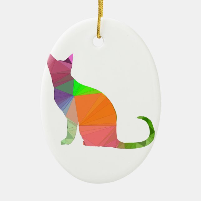 Low Poly Cat Silhouette Keramikornament (Vorne)