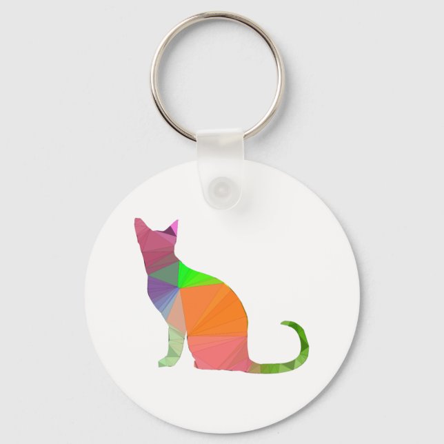 Low Poly Cat Silhouette Schlüsselanhänger (Vorderseite)