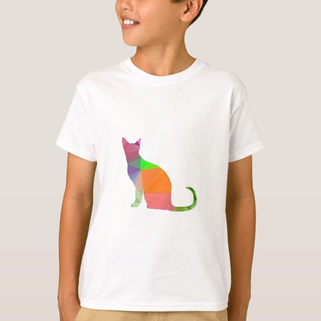 Low Poly Cat Silhouette T-Shirt (Vorderseite)
