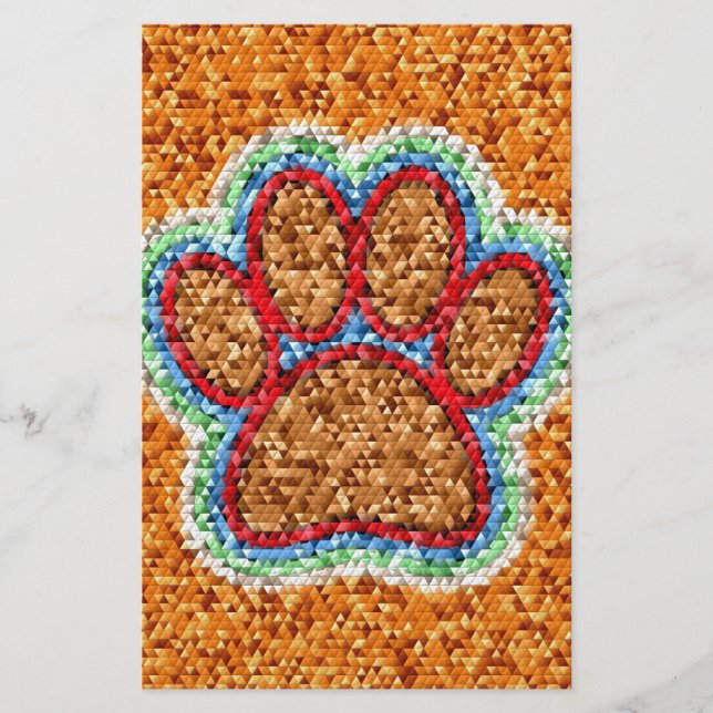 Low Poly Dog Paw Art Briefpapier (Vorderseite)