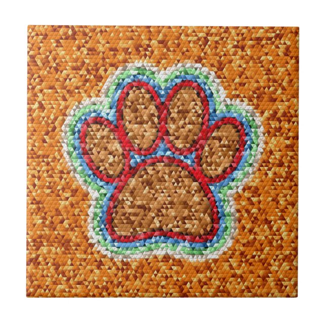 Low Poly Dog Paw Art Fliese (Vorderseite)