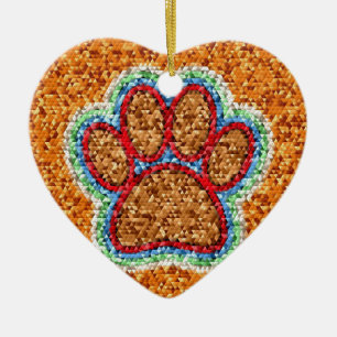 Low Poly Dog Paw Art Keramikornament