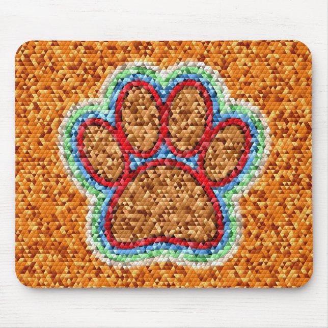 Low Poly Dog Paw Art Mousepad (Vorne)