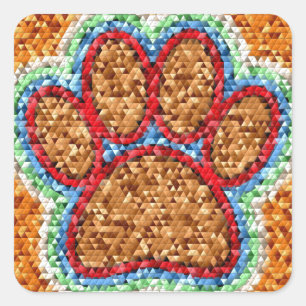 Low Poly Dog Paw Art Quadratischer Aufkleber