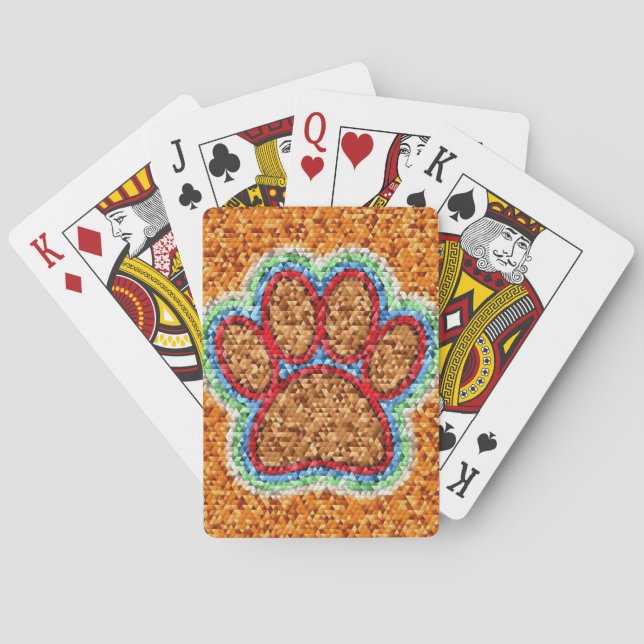 Low Poly Dog Paw Art Spielkarten (Rückseite)