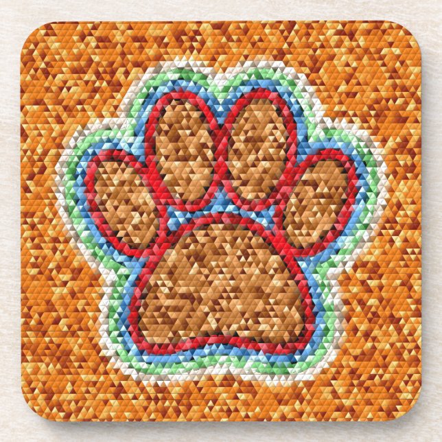 Low Poly Dog Paw Art Untersetzer (Vorderseite)
