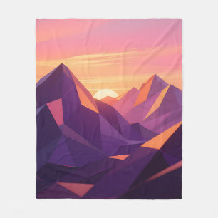 Low-Poly-Gebirgssonnenuntergang Geometrisch Fleecedecke