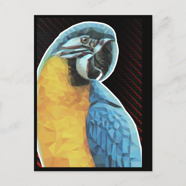Low Poly Macaw Postkarte (Vorderseite)