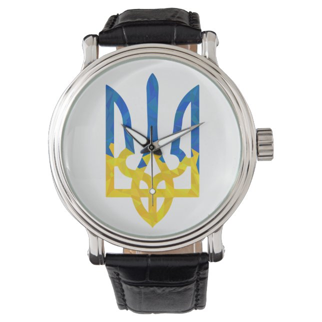 Low polygonal ukrainisch trident armbanduhr (Vorderseite)