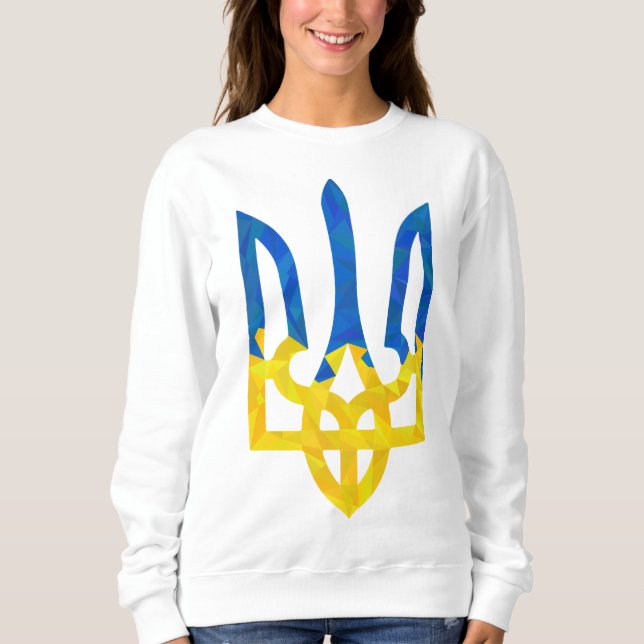 Low polygonal ukrainisch trident sweatshirt (Vorderseite)