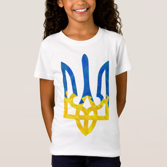 Low polygonal ukrainisch trident T-Shirt (Vorderseite)