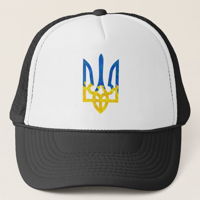 Low polygonal ukrainisch trident truckerkappe (Vorderseite)