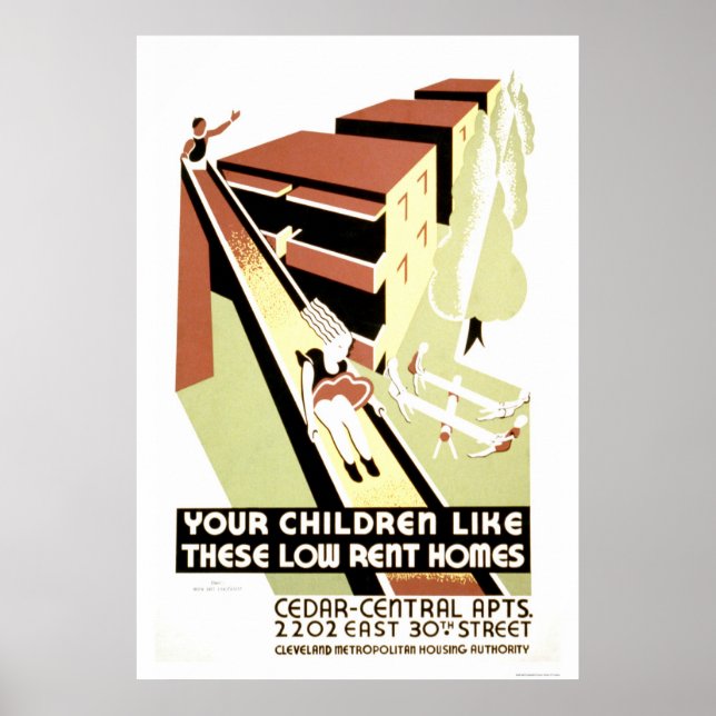 Low Rent Zuhause Cleveland 1940 WPA Poster (Vorne)