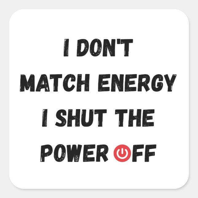 Low Social Battery Quadratischer Aufkleber (Vorderseite)