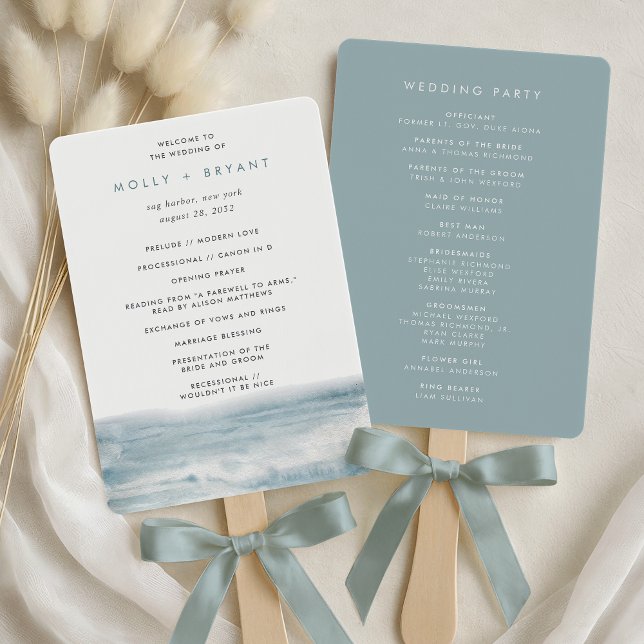Low Tide Coastal Watercolor Wedding Program Fächer (Von Creator hochgeladen)