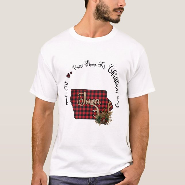 Lowa Kariert All Come Zuhause zu Weihnachten T-Shirt (Vorderseite)