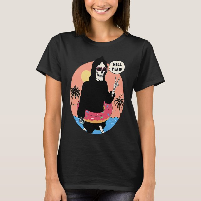 Lowbrow art Macabre Style Grim Reaper Beach T-Shirt (Vorderseite)