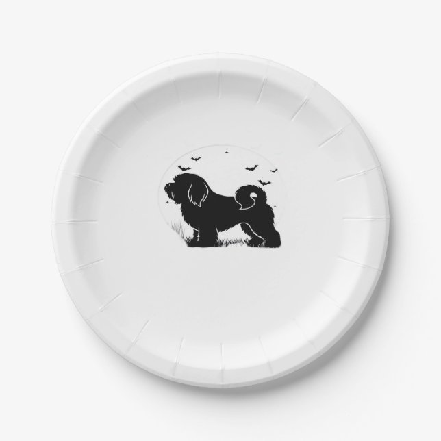 Lowchen Dog � Halloween Moon Silhouette Classic T- Pappteller (Vorderseite)