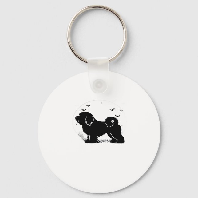 Lowchen Dog � Halloween Moon Silhouette Classic T- Schlüsselanhänger (Vorderseite)