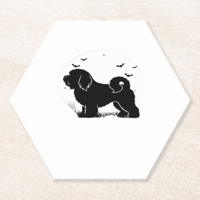Lowchen Dog � Halloween Moon Silhouette Classic T- Untersetzer (Vorderseite)