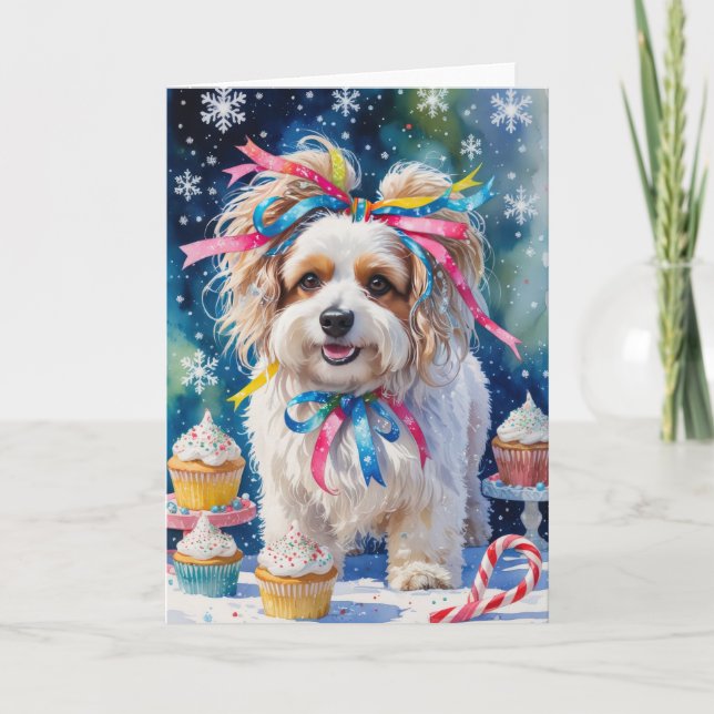 Lowchen Dog Weihnachtsgrußkarte Karte (Vorderseite)