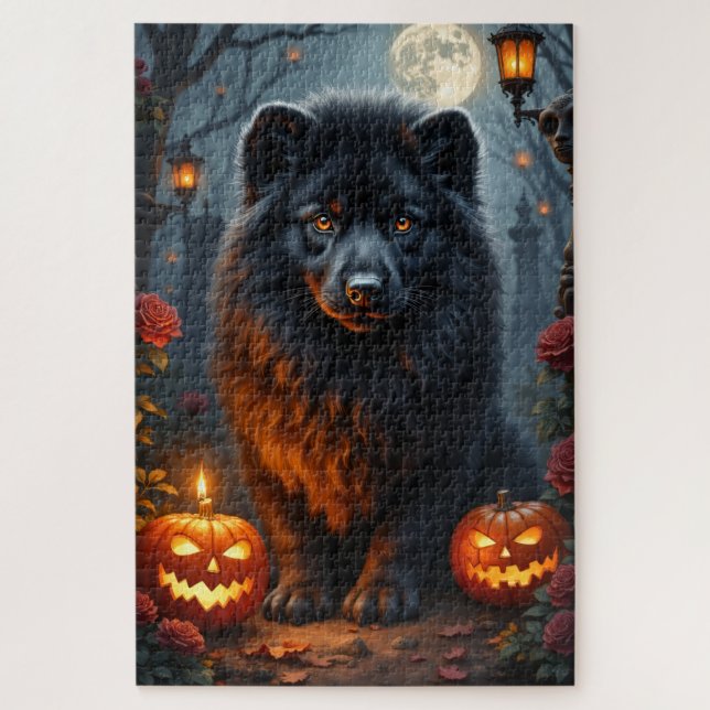 Lowchen-Gotischer-Halloween-Porträt-Kunst (Vertikal)