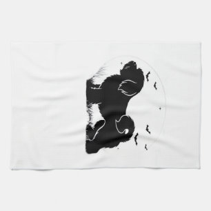 Lowchen-Hund � Halloween-Mond-Silhouette Classic T Geschirrtuch