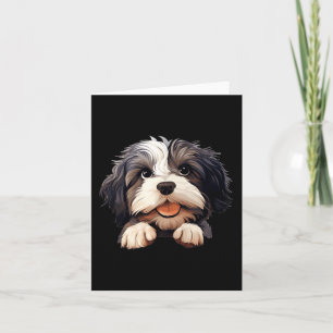 Lowchen Hund Mama Papa spähender Welpe Karte