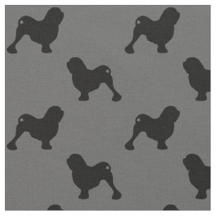 Lowchen Hunde Silhouetten Gemustert Stoff
